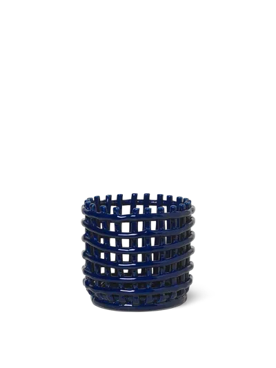 Ferm Living Ceramic Basket In Blue
