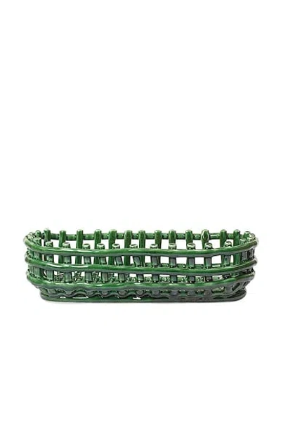 Ferm Living Ceramic Oval Basket In Green