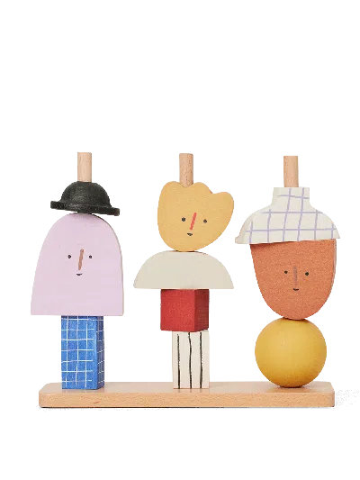 Ferm Living Character Stacking Blocks In Animal Print