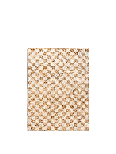 Ferm Living Check Wool Jute Rug In Brown