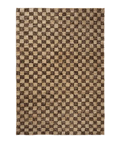 Ferm Living Check Wool Jute Rug In Brown