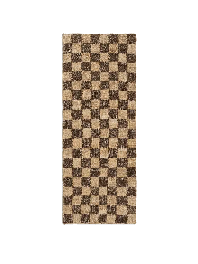 Ferm Living Check Wool Jute Runner In Brown