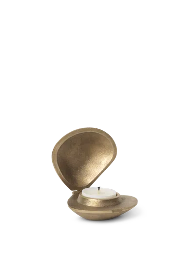 Ferm Living Clam Candle Holder In Gold