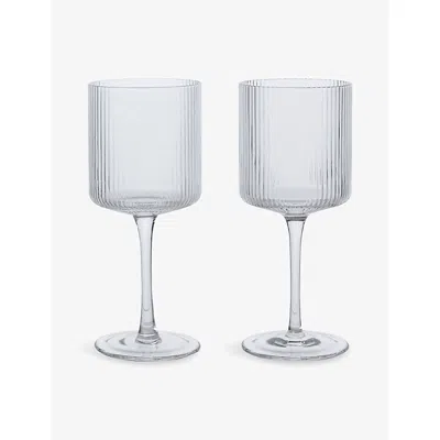 Ferm Living Clear Ripple White Wine Glasses Set Of Two