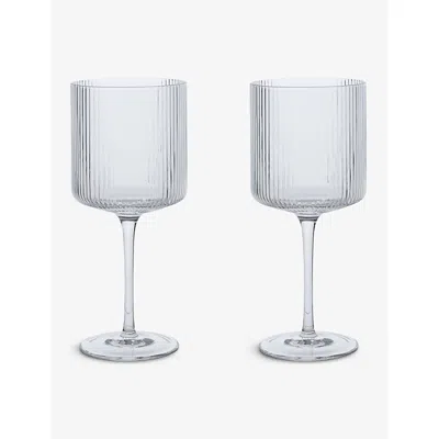 Ferm Living Clear Ripple Wine Glasses Set Of Two In Transparent
