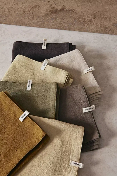 Ferm Living Cotton Day Tea Towel, Set Of 7 In Brown