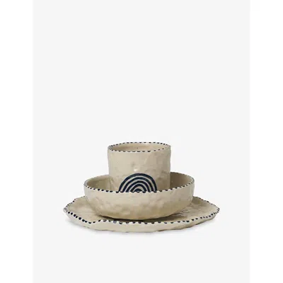 Ferm Living Deep Blue Naive Hand-painted Ceramic Set