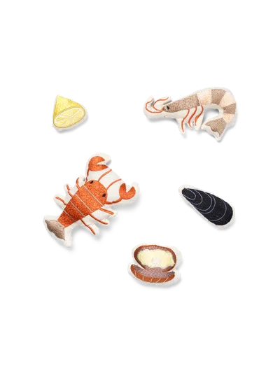 Ferm Living Embroidered Seafood In Multi