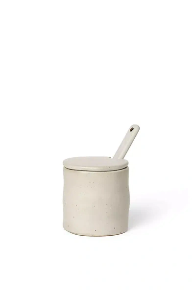 Ferm Living Flow Stoneware Jar With Spoon In White