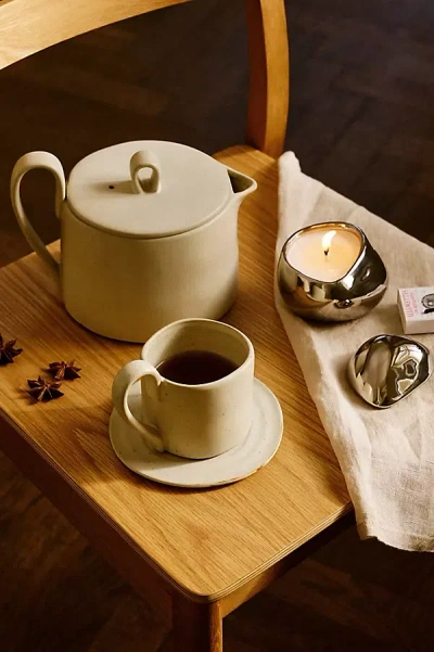Ferm Living Flow Stoneware Mug With Saucer In Neutral