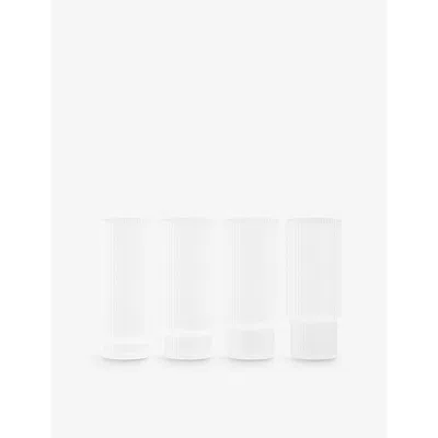 Ferm Living Ripple Geometric-contour Long Drinking Glasses Set Of Four In Frosted