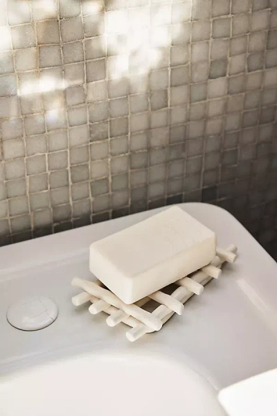 Ferm Living Handmade Ceramic Weave Soap Tray In White