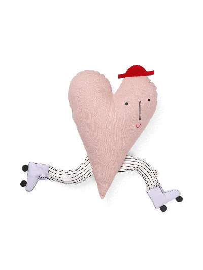 Ferm Living Heart Cushion In Pink