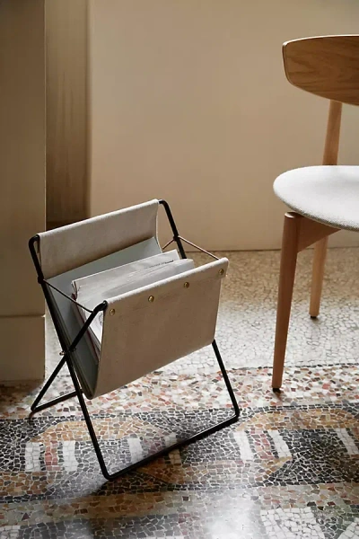 Ferm Living Herman Cotton Canvas Magazine Stand In Gray