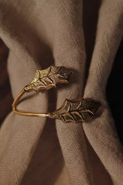 Ferm Living Holly Leaf Brass Napkin Rings, Set Of 4 In Brown