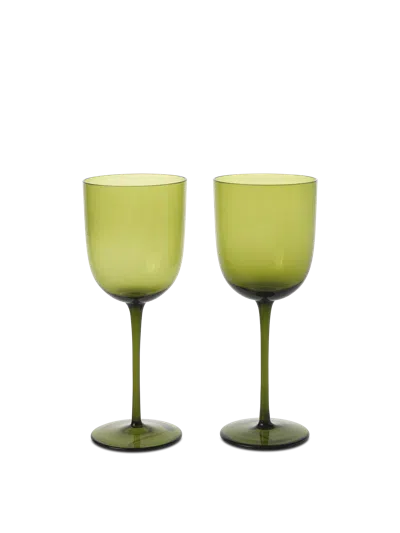 Ferm Living Host White Wine Glasses In Green