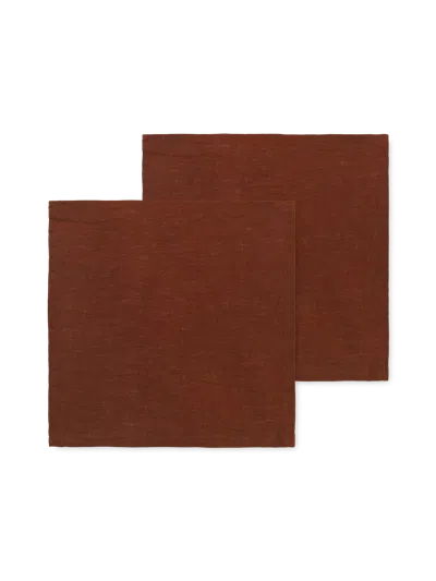 Ferm Living Linen Napkins In Brown