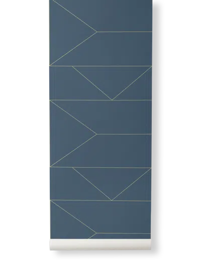Ferm Living Lines Wallpaper In Blue