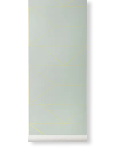 Ferm Living Lines Wallpaper In Green