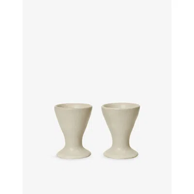 Ferm Living Off White Flow Set Of Two Stoneware Egg Cups 6.5cm