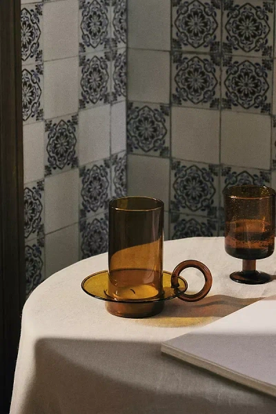 Ferm Living Luce Glass Candle Holder In Brown
