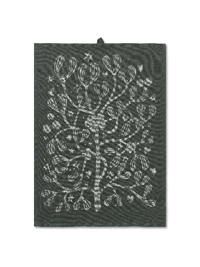 Ferm Living Mistletoe Tea Towel In Green