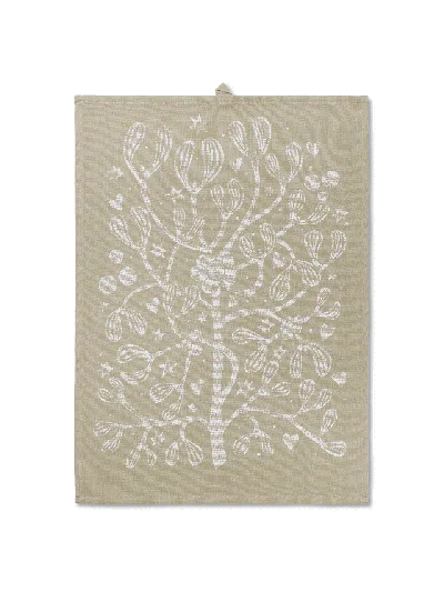 Ferm Living Mistletoe Tea Towel In Neutral