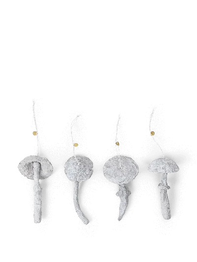 Ferm Living Mushroom Ornaments In Gray