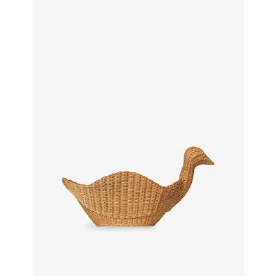 Ferm Living Natural Bird Braided Rattan Storage Basket