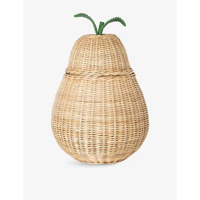 Ferm Living Natural Pear Braided Rattan Large Storage In Brown
