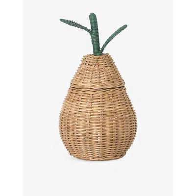 Ferm Living Natural Pear Braided Rattan Storage 30cm In Brown