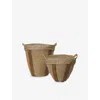 Ferm Living Natural Red Brown Mar Woven Baskets Set Of Two