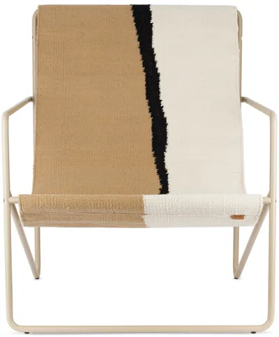 Ferm Living Off-white & Brown Desert Lounge Chair In Cashmere/soil