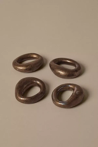 Ferm Living Orrith Porcelain Napkin Rings, Set Of 4 In Gold