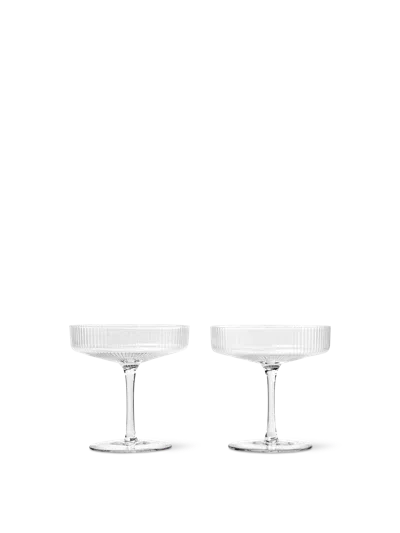 Ferm Living Ripple Straight-sided Glass Champagne Saucers Set Of Two