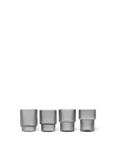 Ferm Living Ripple Glasses In Gray
