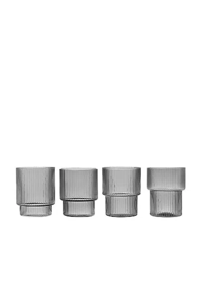 Ferm Living Ripple Glasses In Gray