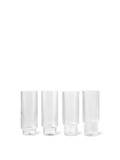 Ferm Living Ripple Long Drink Glasses In Transparent