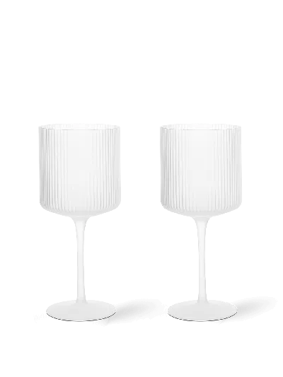 Ferm Living Ripple Red Wine Glasses In White