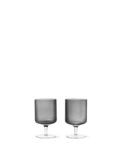 Ferm Living Ripple Wine Glasses In Gray
