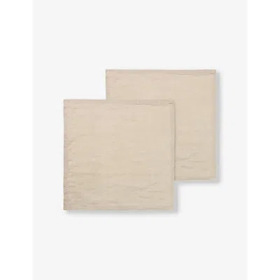 Ferm Living Natural Square Washed-linen Napkins Set Of Two