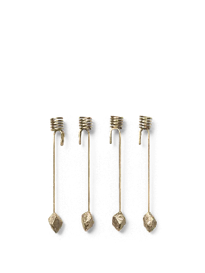 Ferm Living Stone Christmas Tree Candle Holders In Gold