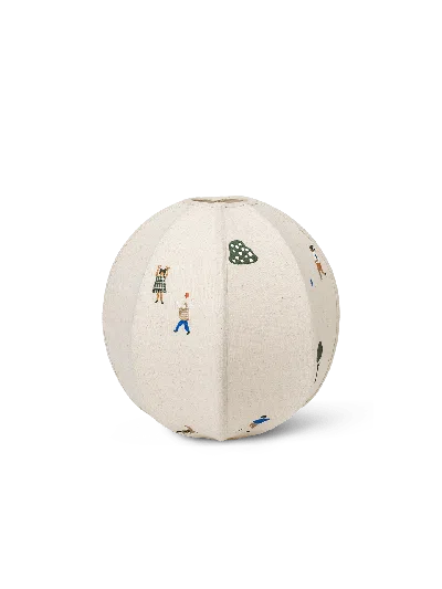 Ferm Living The Park Embroidered Textile Lampshade In Neutral