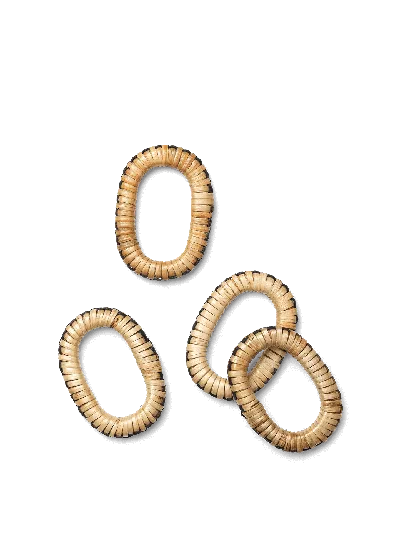 Ferm Living Weave Napkin Rings In Brown