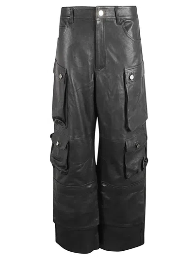 Fermas Club Leather Cargo Pants In Black