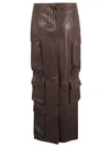 Fermas.club Leather Cargo Long Skirt In Brown