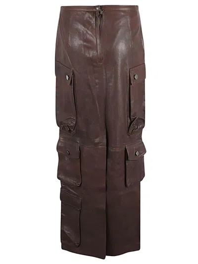 Fermas.club Leather Cargo Long Skirt