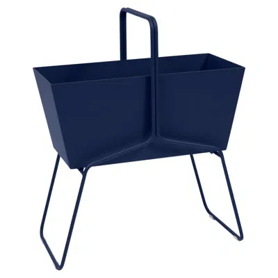 Fermob Basket High Planter In Deep Blue