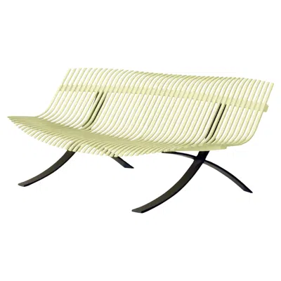 Pre-owned Fermob Bench  Charivari Design Juliette Liberman - Frosted Lemon In Sand