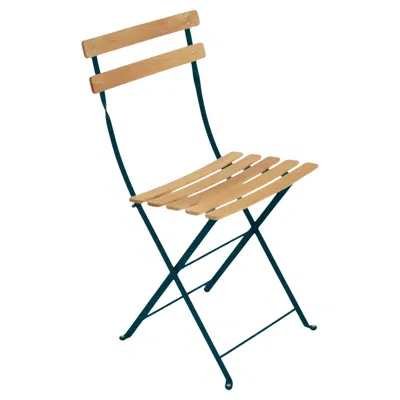 Pre-owned Fermob - Bistro Natural Folding Chair - Acapulco Blue - Set Of 2 Chairs